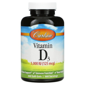 Thực phẩm chức năng Carlson Vitamin D3 125 mcg (5.000 IU) 360 Soft Gels 088395141201