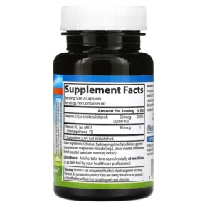 Thành phần vi chất của Carlson Vitamin D3 + K2 50 mcg (2.000 IU) & 90 mcg 120 Vegetarian Capsules 088395106200
