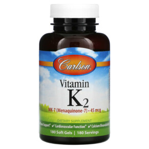 Thực phẩm chức năng Carlson Vitamin K2 MK-7 45 mcg 180 Soft Gels 088395101205