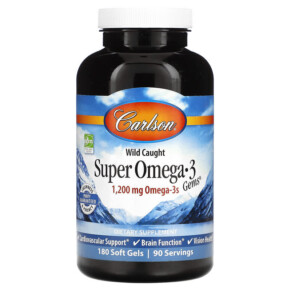 Thực phẩm chức năng Carlson Wild Caught Super Omega-3 Gems 600 mg 180 Soft Gels 088395015267