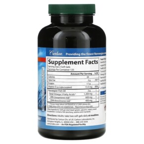 Thành phần vi chất của Carlson Wild Caught Super Omega-3 Gems 600 mg 250 Soft Gels 088395015229