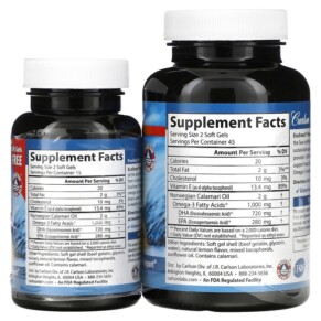 Thành phần vi chất của Carlson Wild Norwegian EcoSmart Omega-3 Natural Lemon 500 mg 90 + 30 Soft Gels 088395018046