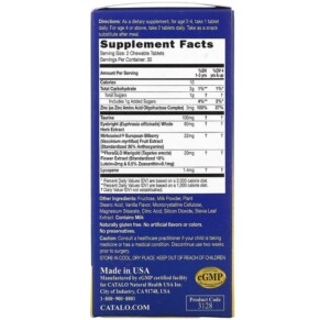 Catalo Naturals Children's Eye Health Formula Blueberry 60 Chewable Tablets 3 Thành phần vi chất của Catalo Naturals Children's Eye Health Formula Blueberry 60 Chewable Tablets 810399025726