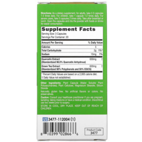 Thành phần vi chất của Catalo Naturals Defense Lung Formula with Quercetin & Green Tea Extract 60 Vegetarian Capsules 810399028666