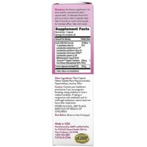 Thành phần vi chất của Catalo Naturals Women's Vaginal Flora Balance Formula 30 Vegetarian Capsules 810399027607