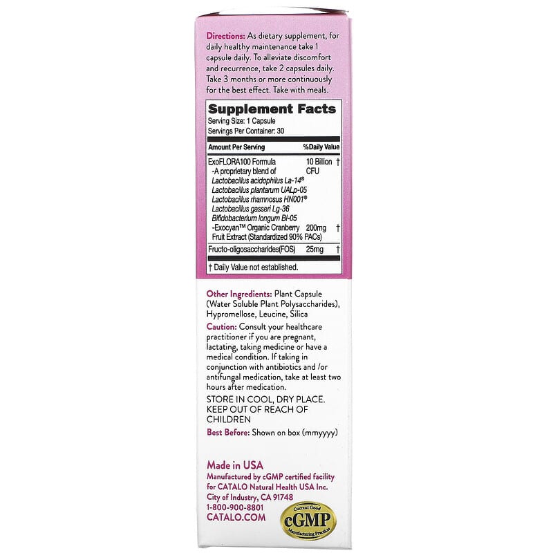 Catalo Naturals Women's Vaginal Flora Balance Formula 30 Vegetarian Capsules 2 Thành phần vi chất của Catalo Naturals Women's Vaginal Flora Balance Formula 30 Vegetarian Capsules 810399027607