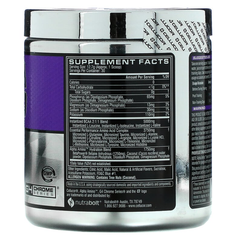 Cellucor Alpha Amino Performance BCAAs Icy Blue Razz 13.4 oz (381 g) 2 Thành phần vi chất của Cellucor Alpha Amino Performance BCAAs Icy Blue Razz 13.4 oz (381 g) 810390028313