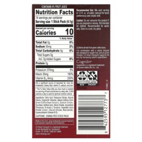 Thành phần vi chất của Cellucor C4 Smart Energy Black Cherry 14 Stick Packs 0.14 oz (4.1 g) Each 842595127737