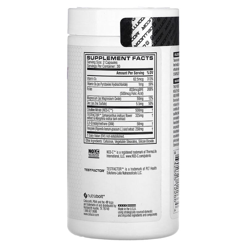 Cellucor P6 Alpha Testosterone Booster 60 Capsules 2 Thành phần vi chất của Cellucor P6 Alpha Testosterone Booster 60 Capsules 842595122664