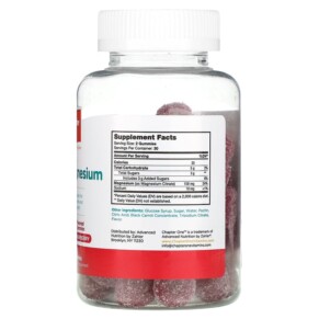 Thành phần vi chất của Chapter One M Is for Magnesium Raspberry 60 Gummies 848998041113