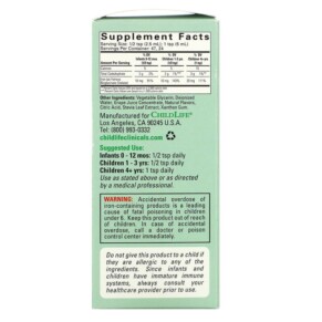 Thành phần vi chất của Childlife Clinicals Liquid Iron Natural Berry 4 fl oz (118 ml) 850005307013