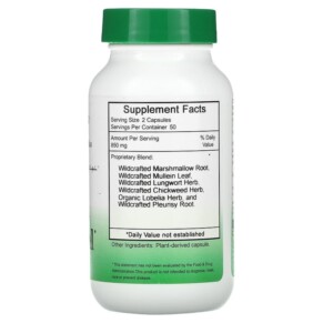 Thành phần vi chất của Christopher's Original Formulas Lung and Bronchial 425 mg 100 Vegetarian Caps 084783891154