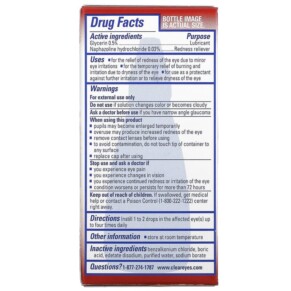 Thành phần vi chất của Clear Eyes Maximum Redness Relief Lubricant/Redness Reliever Eye Drops 0.5 fl oz (15 ml) 678112665778