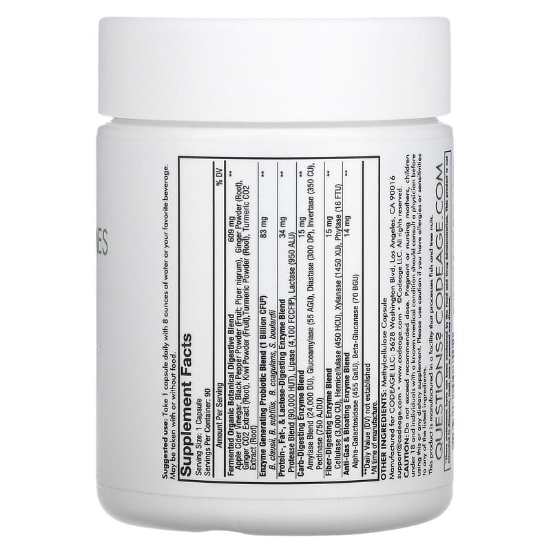 Codeage Fermented Digestive Enzymes with Probiotics & Prebiotics Vegan 90 Capsules 2 Thành phần vi chất của Codeage Fermented Digestive Enzymes with Probiotics & Prebiotics Vegan 90 Capsules 853919008502