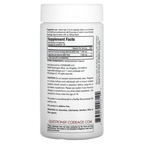 Thành phần vi chất của Codeage Grass-Fed Beef Cartilage Pasture Raised 180 Capsules 853919008144