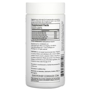 Thành phần vi chất của Codeage Grass-Fed Beef Organs Pasture-Raised 180 Capsules 853919008106