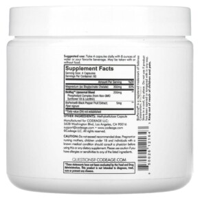 Thành phần vi chất của Codeage Liposomal Magnesium Glycinate 240 Capsules 850026121643