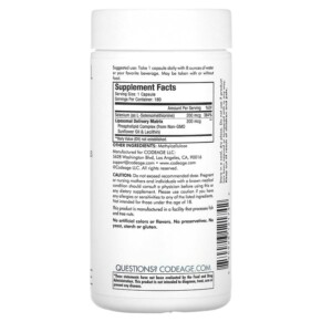 Thành phần vi chất của Codeage Liposomal Selenium 180 Capsules 850026121742