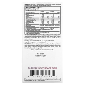 Thành phần vi chất của Codeage Liposomal Vitamin B12 Mixed Berry 2 fl oz (59.2 ml) 850043333432
