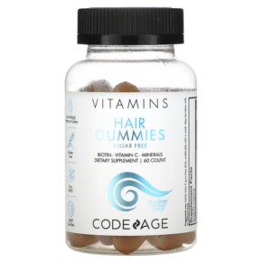 Thực phẩm chức năng Codeage Vitamins Hair Gummies Sugar Free Biotin Vitamin C Minerals Strawberry Coconut 60 Count 850026121117