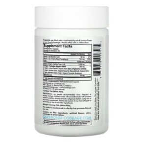 Thành phần vi chất của Codeage Wild Caught Biotin Marine Collagen Hyaluronic Acid 120 Capsules 853919008571