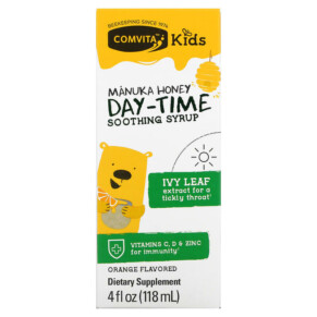 Thực phẩm chức năng Comvita Kids Manuka Honey Day-Time Soothing Syrup Orange 4 fl oz (118 ml) 658196000009