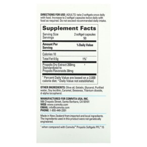 Thành phần vi chất của Comvita Propolis Extra Strength PFL 30 100 Softgels Capsules 9400501201202