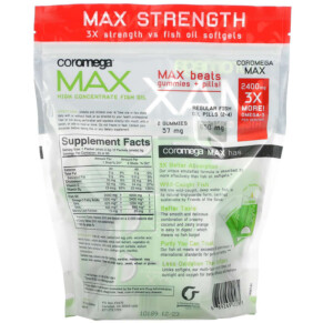 Thành phần vi chất của Coromega Max High Concentrate Omega-3 Fish Oil Coconut Bliss 90 Squeeze Shots 2.5 g Each 689269455761