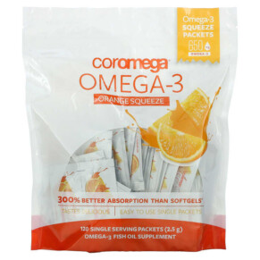 Thực phẩm chức năng Coromega Omega-3 Orange Squeeze 120 Packets (2.5 g) Each 689269451091