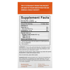 Thành phần vi chất của Coromega Omega-3 Orange Squeeze 90 Packets 2.5 g Each 689269001067