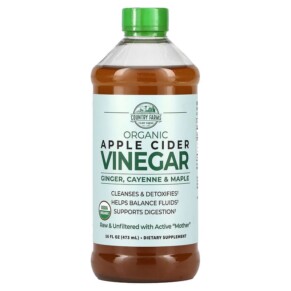 Thực phẩm chức năng Country Farms Organic Apple Cider Vinegar with Ginger Cayenne & Maple 16 fl oz (473 ml) 035046098513