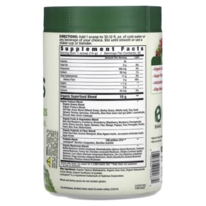 Thành phần vi chất của Country Farms Super Greens Alkalizing Formula Unflavored 10.6 oz (300 g) 035046092672