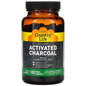 Thực phẩm chức năng Country Life Activated Charcoal 260 mg 180 Vegan Capsules 015794034933