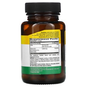 Thành phần vi chất của Country Life Active B12 Dibencozide with Folic Acid 3.000 mcg 60 Lozenges 015794062424