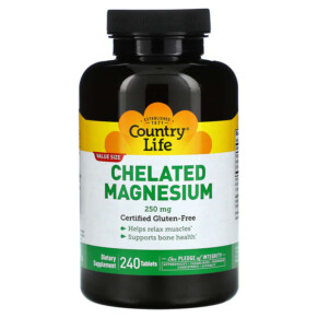 Thực phẩm chức năng Country Life Chelated Magnesium 250 mg 240 Tablets 015794026846