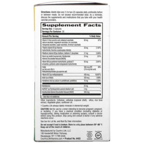 Thành phần vi chất của Country Life Coenzyme B-Complex Advanced 60 Vegan Capsules 015794064022