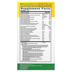 Thành phần vi chất của Country Life Core Daily-1 Multivitamin for Women 50+ 60 Tablets 015794081968