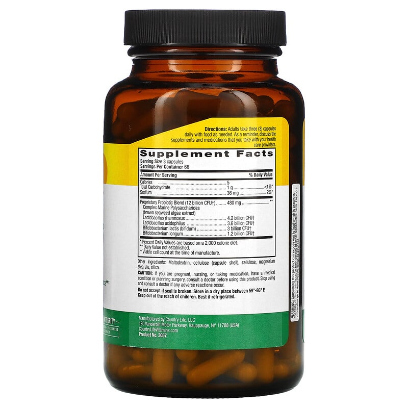 Country Life Dairy-Free Probiotic Power-Dophilus 200 Vegan Capsules 2 Thành phần vi chất của Country Life Dairy-Free Probiotic Power-Dophilus 200 Vegan Capsules 015794030577
