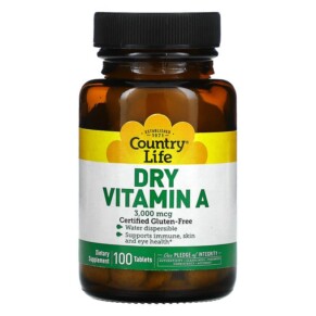 Thực phẩm chức năng Country Life Dry Vitamin A 3.000 mcg 100 Tablets 015794055310