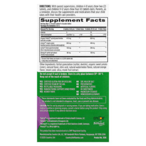 Thành phần vi chất của Country Life Gut Connection Kids Digestive Balance Sweet & Sour 60 Chewable Tablets 015794030362
