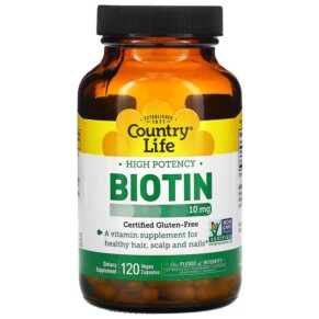 Thực phẩm chức năng Country Life High Potency Biotin 10 mg 120 Vegan Capsules 015794065081