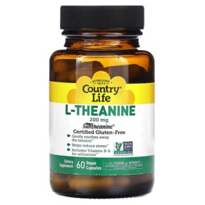 Thực phẩm chức năng Country Life L-Theanine 200 mg 60 Vegan Capsules 015794014126