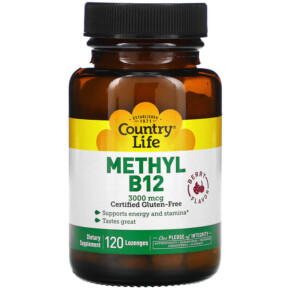 Thực phẩm chức năng Country Life Methyl B12 Berry 3.000 mcg 120 Lozenges 015794016496