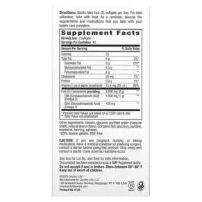 Thành phần vi chất của Country Life Omega 3 Mood Natural Lemon 90 Softgels 015794041207