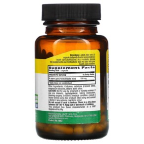Thành phần vi chất của Country Life R-Lipoic Acid 100 mg 60 Vegan Capsules 015794016533