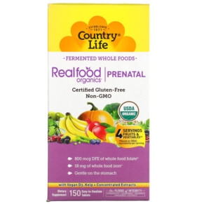 Thực phẩm chức năng Country Life Realfood Organics Prenatal 150 Easy-to-Swallow Tablets 015794091165