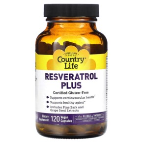 Thực phẩm chức năng Country Life Resveratrol Plus 120 Vegan Capsules 015794073185