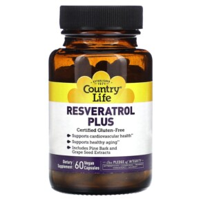 Thực phẩm chức năng Country Life Resveratrol Plus 60 Vegan Capsules 015794073178
