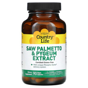 Thực phẩm chức năng Country Life Saw Palmetto & Pygeum Extract 90 Vegan Capsules 015794019008