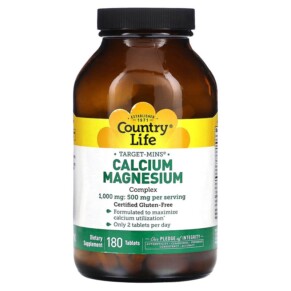 Thực phẩm chức năng Country Life Target-Mins Calcium-Magnesium Complex 500 mg 180 Tablets 015794024811